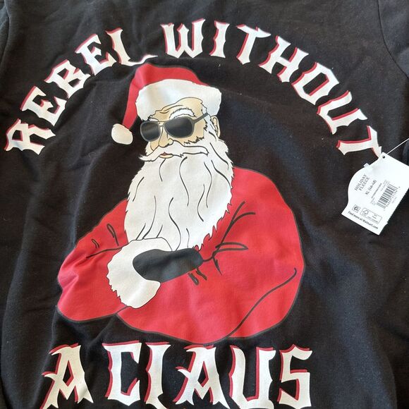 Holiday Time Other - Rebel Without‎ A CLAUSE Long Sleeve Black Christmas Sweatshirt Size L